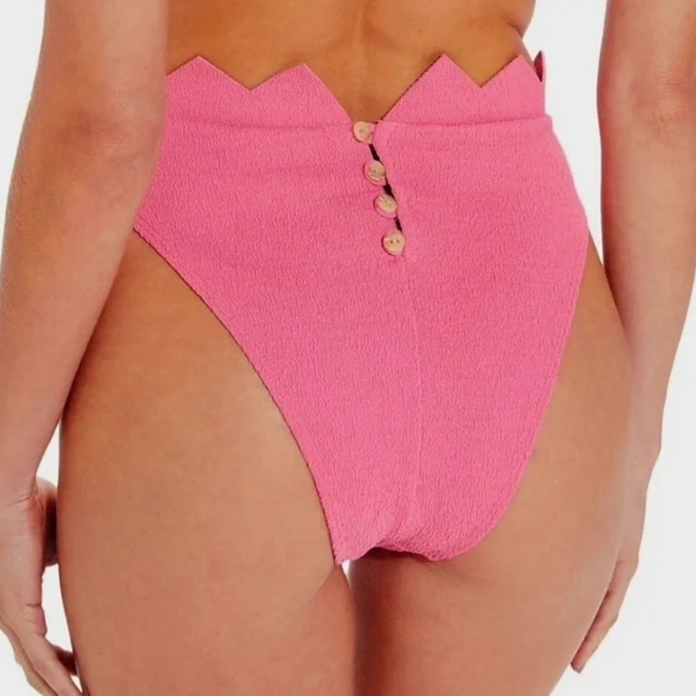 Vix Paula Hermanny Solid pink High-Waisted Imani hot pants Bikini Bottoms NWT